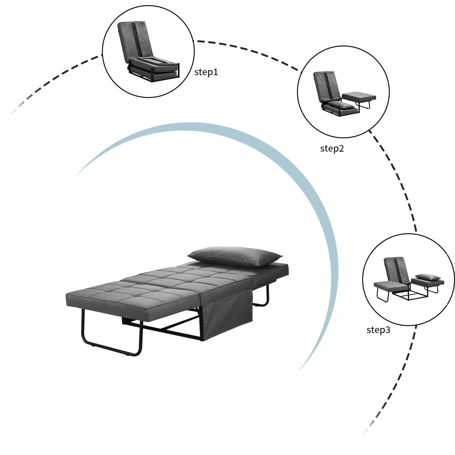 Buy Ainfox Convertible Ottoman Sofa Bed 4 in 1 MultiFunction Folding