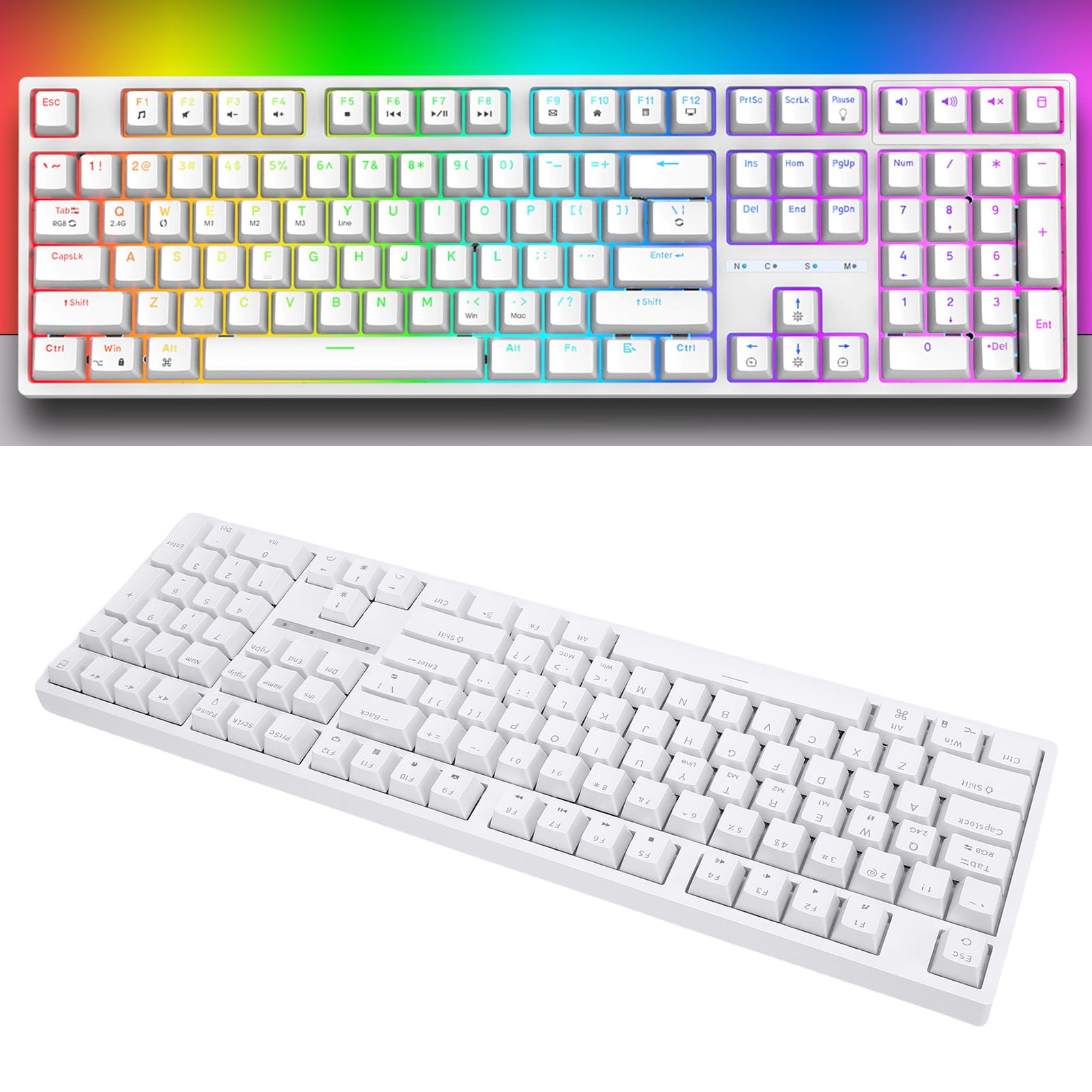 Mechanical Keyboard, 3 Mode 108 Keys USB C Wired BT 5.1 2.4Ghz Wireless Mechanical Keyboard  for PC Laptop
