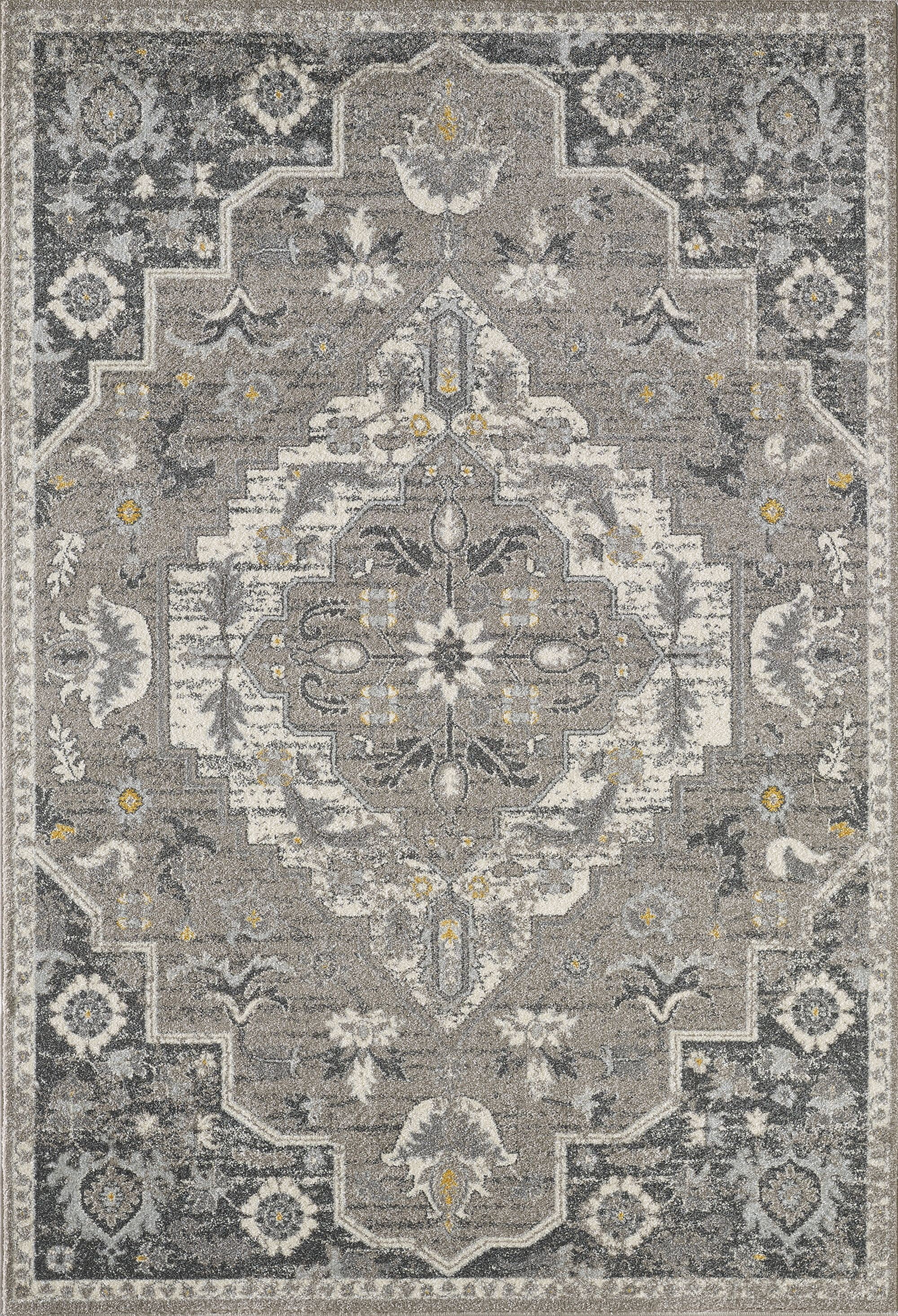 Abani Vintage Pattern Plush Large Area Rug 8x10, 5x7, 4x6, Light Grey
