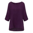 thumbnail image 2 of Gvmfive Women Casual Tops 3/4 Sleeve Solid Color Loose Blouse Shirt, 2 of 3