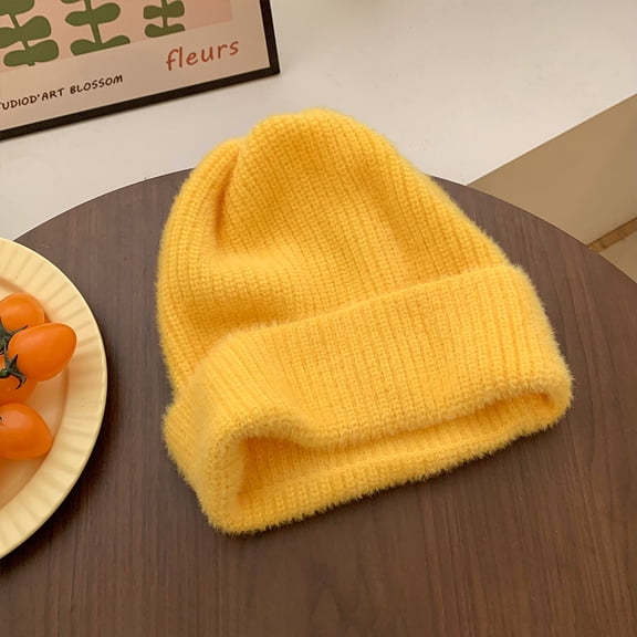 SikaFu Plush Knitted Hat Female Autumn And Winter Pink Korean Version Warm Wild Wool Hat Japanese Big Head Circumference Small Face