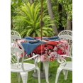 thumbnail image 2 of Outdoor Tablecloth with Umbrella Hole and Zipper, Pink Valentine's Day Round Table Cloth 60 Inch Waterproof Tablecloth, Love Heart Gnomes Truck Roses Picnic Table Cover for Patio Camping, 2 of 7