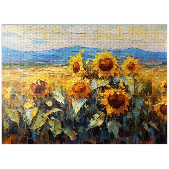 MyPuzzle - Golden Sunflowers In Summer Fields - Premium 1000 Piece Jigsaw Puzzle for Adults
