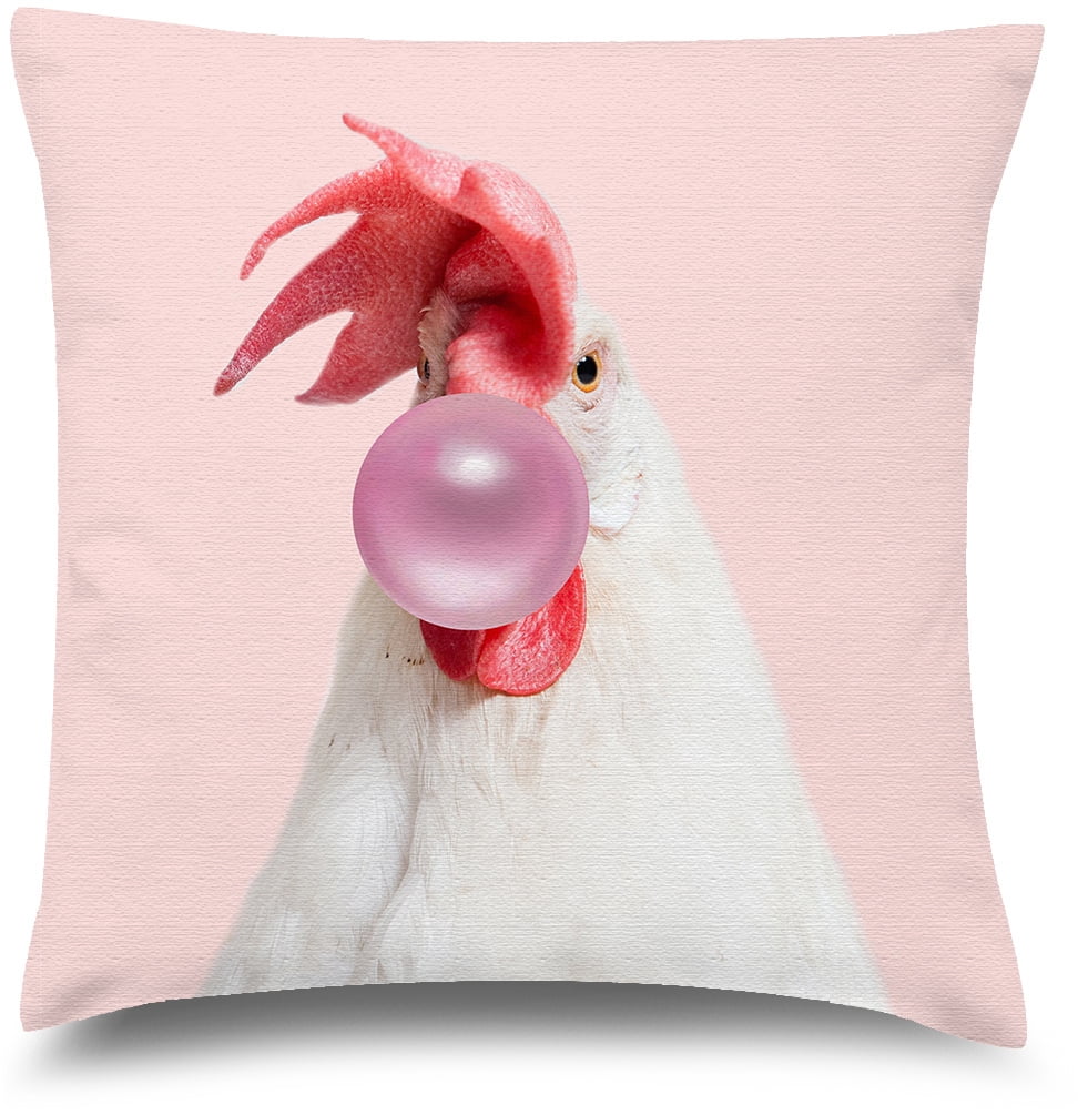 Awkward Styles Nursery Decorative Pillow Covers Rooster Bubble Gum