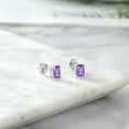 thumbnail image 5 of Gem Stone King 1.90 Ct Octagon 7x5mm Purple Amethyst 925 Sterling Silver Stud Earrings for Women Men, 5 of 5