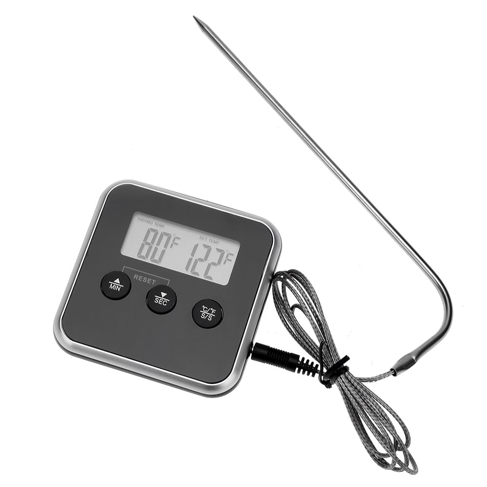 RIWPKFH Digital LCD Display Food Meat Thermometer With Probe Timer Function Temperature Alarm Cooking Tools For BBQ Oven Grill