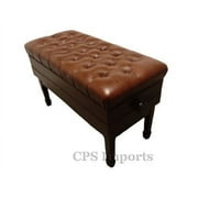 CPS Genuine Leather Duet Size Genuine Leather Adjustable Artist Concert Piano Bench in Walnut Satin