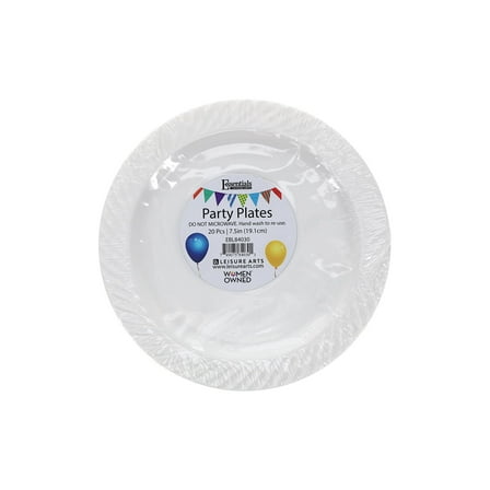 Ebl Plates Plastic 7.5" White 20Pc, Plates, Plastic Plates Party, White Disposable Heavy Duty, Wedding Plates, Dinner Disposable, Disposable