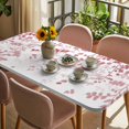 thumbnail image 3 of Pink Leaves Table Cloths for 6 Foot Rectangle Tables, Summer Botanical Patio Waterproof Elastic Fitted Tablecloths, Washable Rectangular Table Cover for Camping, 3 of 8