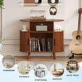 thumbnail image 2 of Yiwa Support de Tourne-Disque Mi-Siècle Moderne, Grande Armoire Ronde pour Tourne-Disque avec Rangement, Ports USB et Prises de Courant, 2 of 7