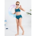 thumbnail image 3 of SILVERCELL 9-16T Girls Summer Ribbed Swimsuits, Teens Girls' Drawstrings Bikinis Bathing Suit Adjustable Straps Swimwear, 2 Pieces, Size 9-16 Years, 3 of 7