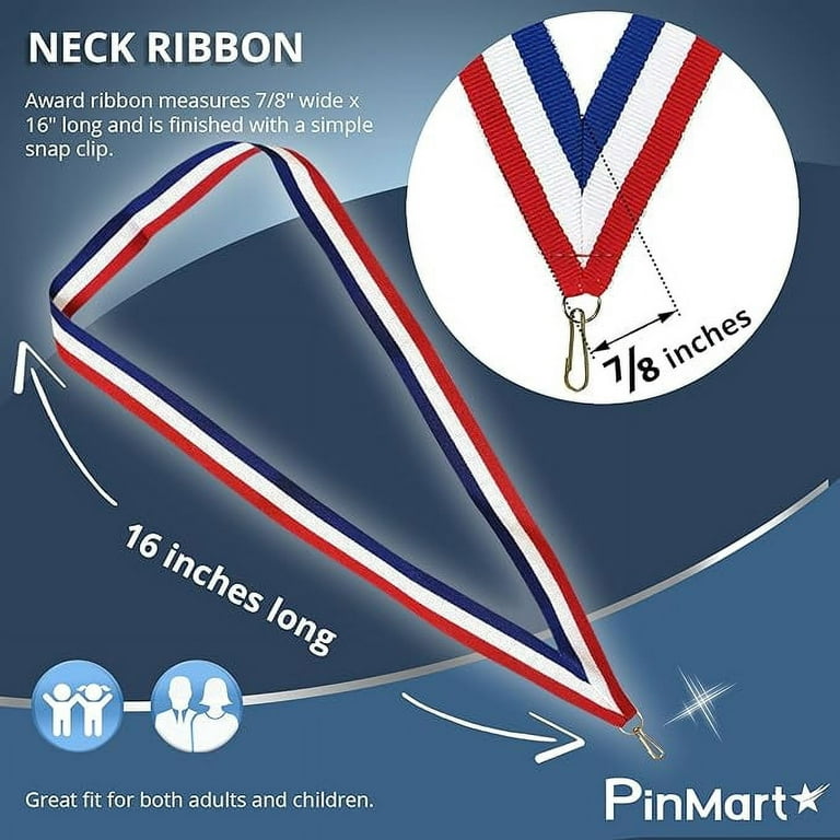Neck Ribbon w Clip Red/White/Blue