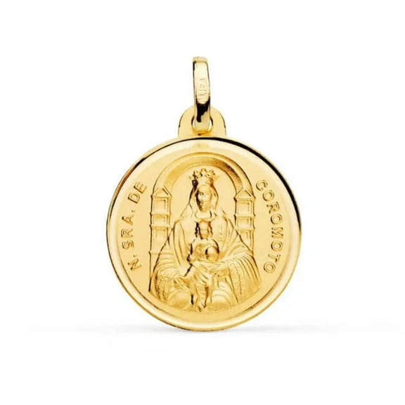 18K Solid Yellow Gold Our Lady of Coromoto. Nuestra Se�ora de Coromoto 18mm