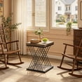 thumbnail image 2 of Fnova Modern Square End Table, 2-Tier Narrow Wood Side Table with Storage Shelf, Nightstand with Faux Marble Top and X-Shaped Metal Frame, Easy Assembly, for Living Room, Bedroom, Entryway, 2 of 10