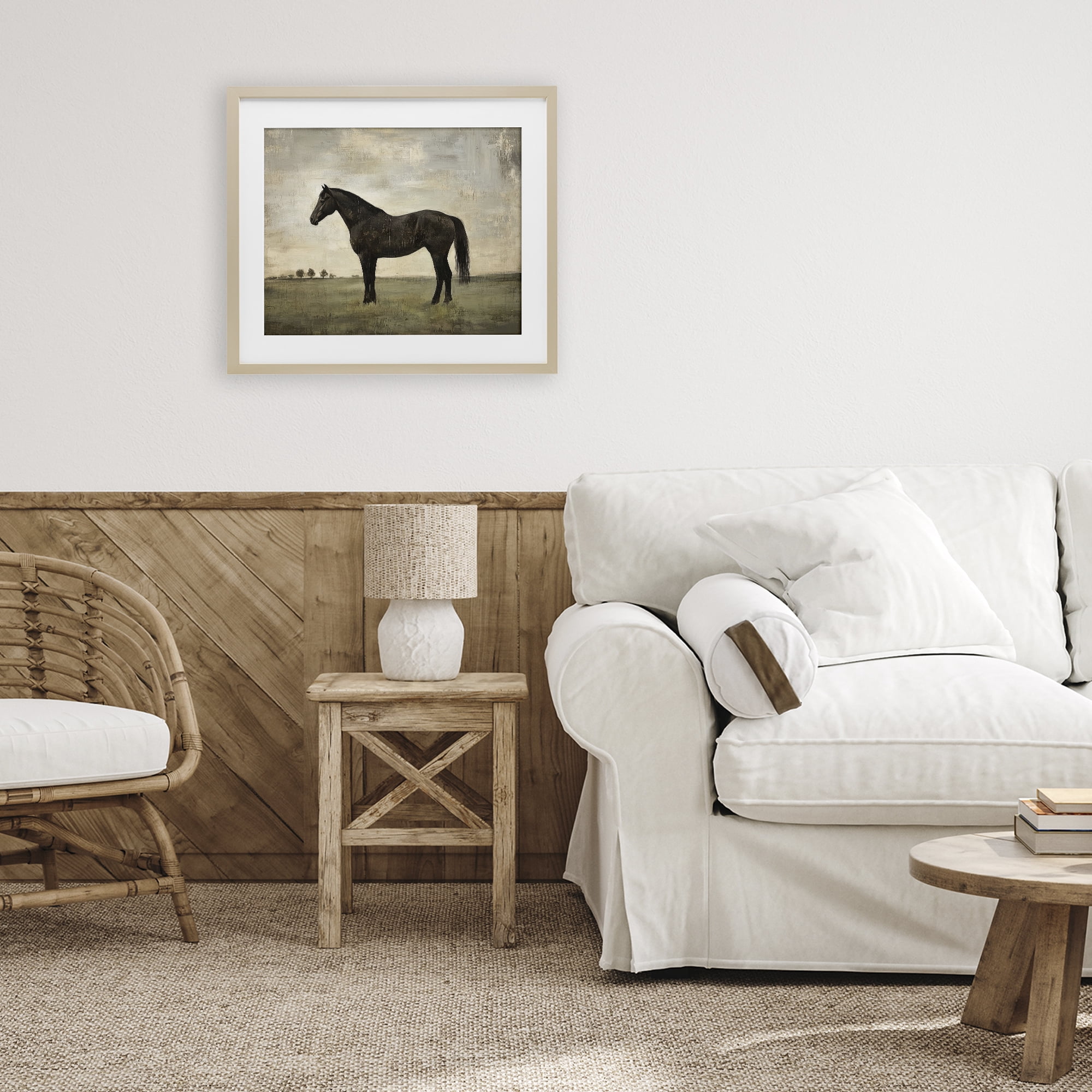 Stupell Industries Distressed Horse Portrait Birch Framed Print Under Glass, design by Petal Prints Design