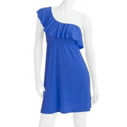 Juniors Plus Knit One Shoulder Ruffle Dress