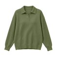 thumbnail image 5 of Women's Knit Sweatshirts,Collared Long Sleeve Loose Casual Solid Pullover Tops,Vacation Travel Outfit, 5 of 6