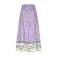 thumbnail image 5 of Abomasnow Women's Plus Size Skirts Elastic High Waisted Casual Skirt Summer Boho Floral Tiered Midi Skirts Purple L, 5 of 6
