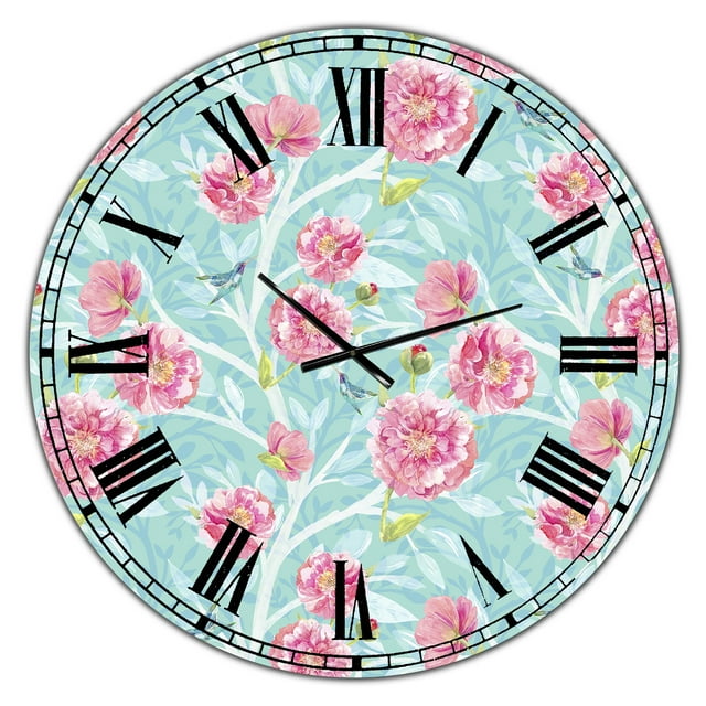 Designart 'Evening Garden Pattern I' Large Cottage Wall Clock