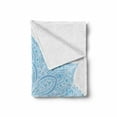 thumbnail image 2 of Blue Mandala Soft Flannel Fleece Throw Blanket, Detailed Floral Single Ornamental Motif Eastern Design Theme, Cozy Plush for Indoor and Outdoor Use, 60" x 80", Pale Blue and White, by Ambesonne, 2 of 6