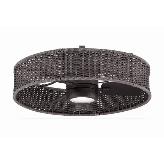 Indoor or Outdoor Matte Black w/ Gray Wicker White Ceiling Fan 25 in. w/ remote