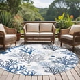 thumbnail image 4 of Round Rugs 6Ft, Blue Coastal Round Area Rug Washable Indoor Throw Carpet, Summer Nautical Ocean Beach Coral Fish Soft Non Slip Circle Rug for Office Cabinet Home Decor Aesthetic, 4 of 8