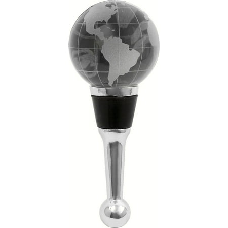 Glass Wine Stopper - Crystal World Globe Wine Bottle Topper Stopper Glass and Metal