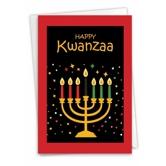 The Best Card Company Kwanzaa Greeting Card with 5 x 7 Inch Envelope (1 Card) Seven Candles C7733AKWG-ET