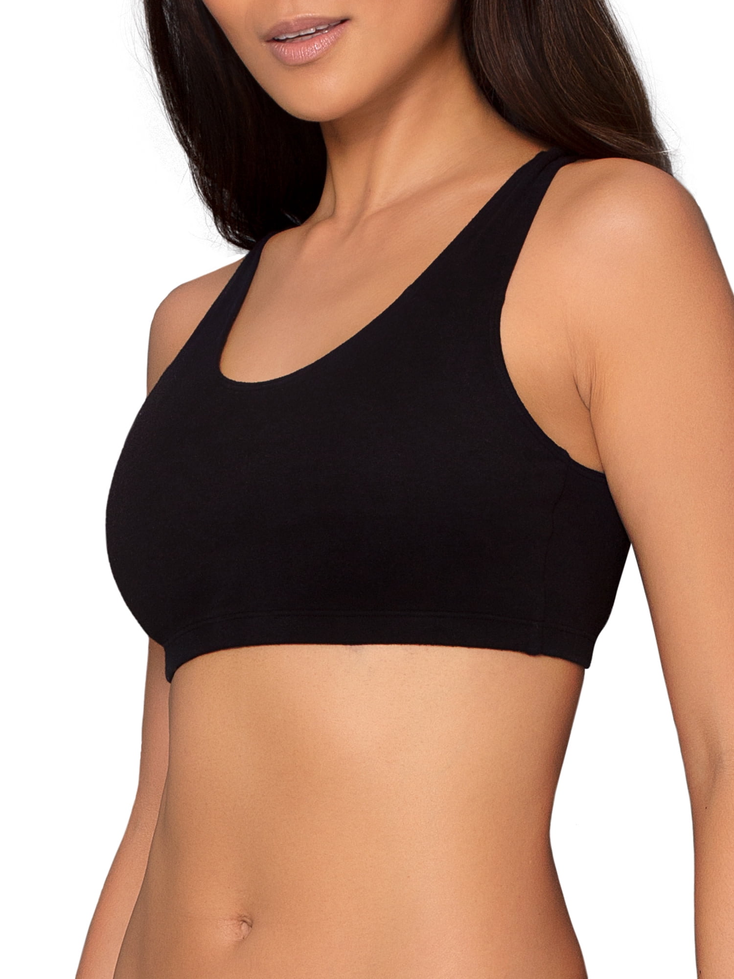 Fruit of the Loom Women's Racerback Style Cotton Sports Bra, 3-Pack, Style-9012