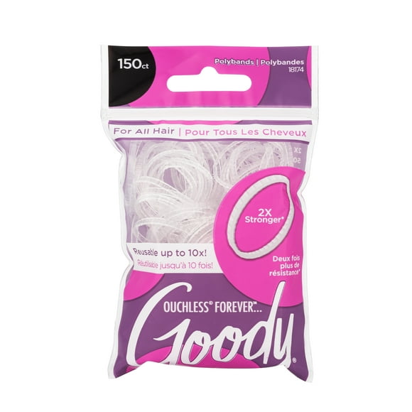 Goody Ouchless Forever Clear Polybands, 150 CT