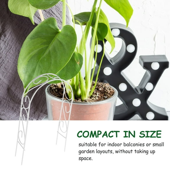 OULII 4Pcs White Iron Flower Support Trellis Compact Arch Frame for Garden and Indoor Plants