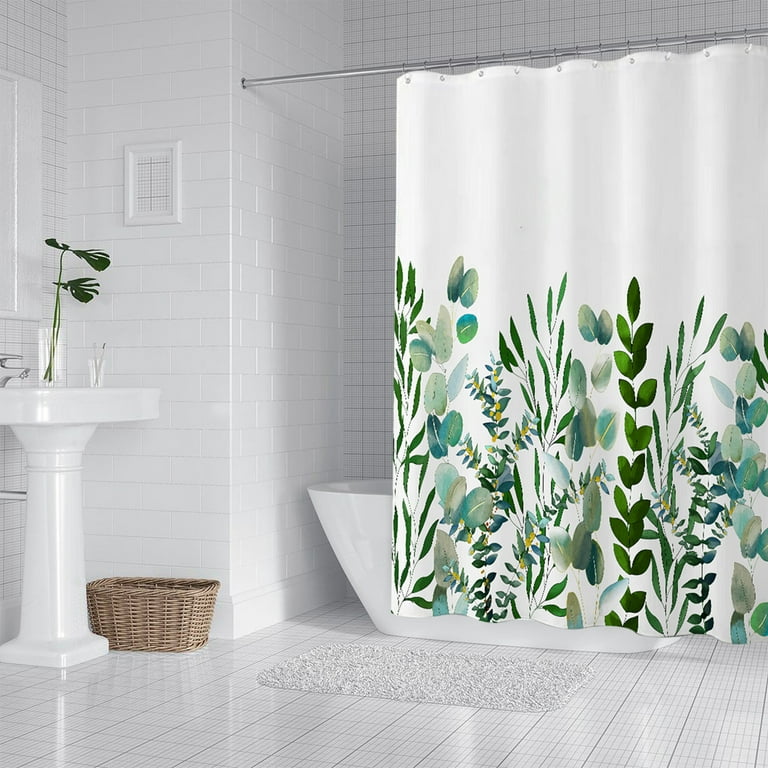 Greenleaf Shower Curtain for Bathroom, Colorful Leaves Curtain Bathroom  Decoration, Shower Curtain Set with Curtain Hooks