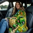 thumbnail image 3 of Cute Green Turtle Soft Warm Blanket Flannel Throw for Sofa Bed Travel Camping Livingroom Office Couch Chair Bed Digital Printing Blanket with Soft Warm Flannel Fabric Gifts Family Friends, 3 of 7