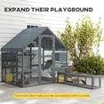 thumbnail image 5 of PawHut Large Catio Outdoor Cat Enclosure, Wooden Cat House for Multiple Cats, with Waterproof Cover, 2 Condos, 4 Platforms, Bridge, Doors, Gray, 5 of 9