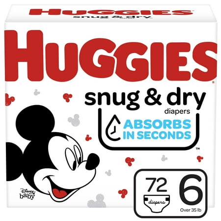 Huggies Snug & Dry Baby Diapers, Size 6, 72 Ct