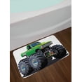 thumbnail image 2 of Cars Bath Mat, Giant Monster Pickup Truck with Large Tires and Suspension Extreme Biggest Wheel Print, Non-Slip Plush Mat Bathroom Kitchen Laundry Room Decor, 29.5 X 17.5 Inches, Green Grey, Ambesonne, 2 of 2