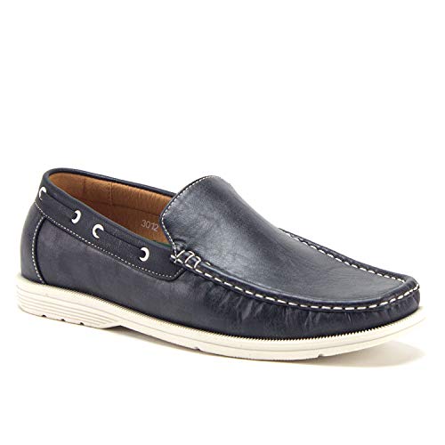 J'aime Aldo Men's Designer Checkered Canvas Print Slip on Driving Moccasins Casual Boat Shoes, Black, 7.5, Size: 7.5 Medium US
