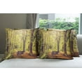thumbnail image 6 of Ambesonne Forest Throw Pillow Cover 4 Pack, Nature Serenity Peace, 20", Green Brown, 6 of 7