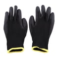 thumbnail image 2 of Guantes de trabajo de seguridad de nailon PU de color negro con revestimiento de palma y tira amarilla (S), 2 of 5