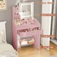 thumbnail image 5 of LIVELYGLOW Makeup Vanity Desk with Lighted Mirror, Vanity Set with 7 Shelves & 2 Drawers for Bedroom - Pink, 5 of 8