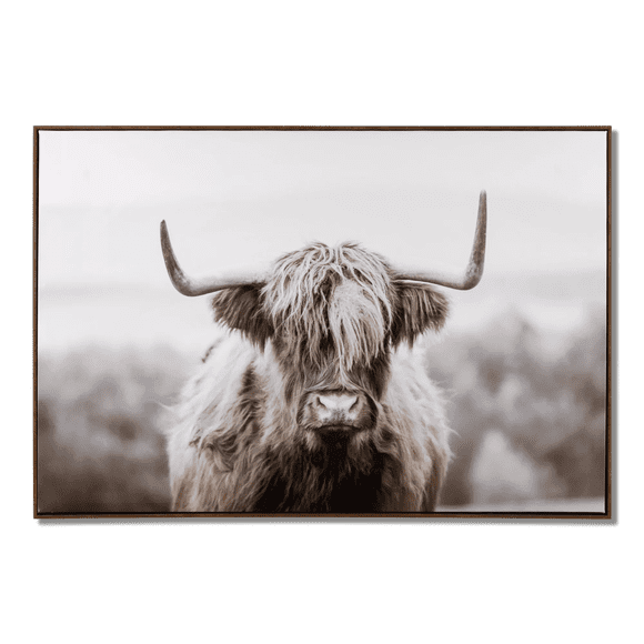 Bouclair Sepia Furry Highland Cow Framed Art 46 X 31 in (115 X 77.5 cm)