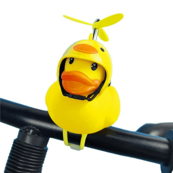 Rubber duck bicycle accessories with flash lamp and propeller helmet for automobile dashboard decoration(2pcs)