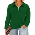 thumbnail image 2 of Women's Women's Half Zip Pullover Tops Fall Casual Solid Color Long Sleeve Blouses Trendy Oversized Loose Knit Shirts, 2 of 6