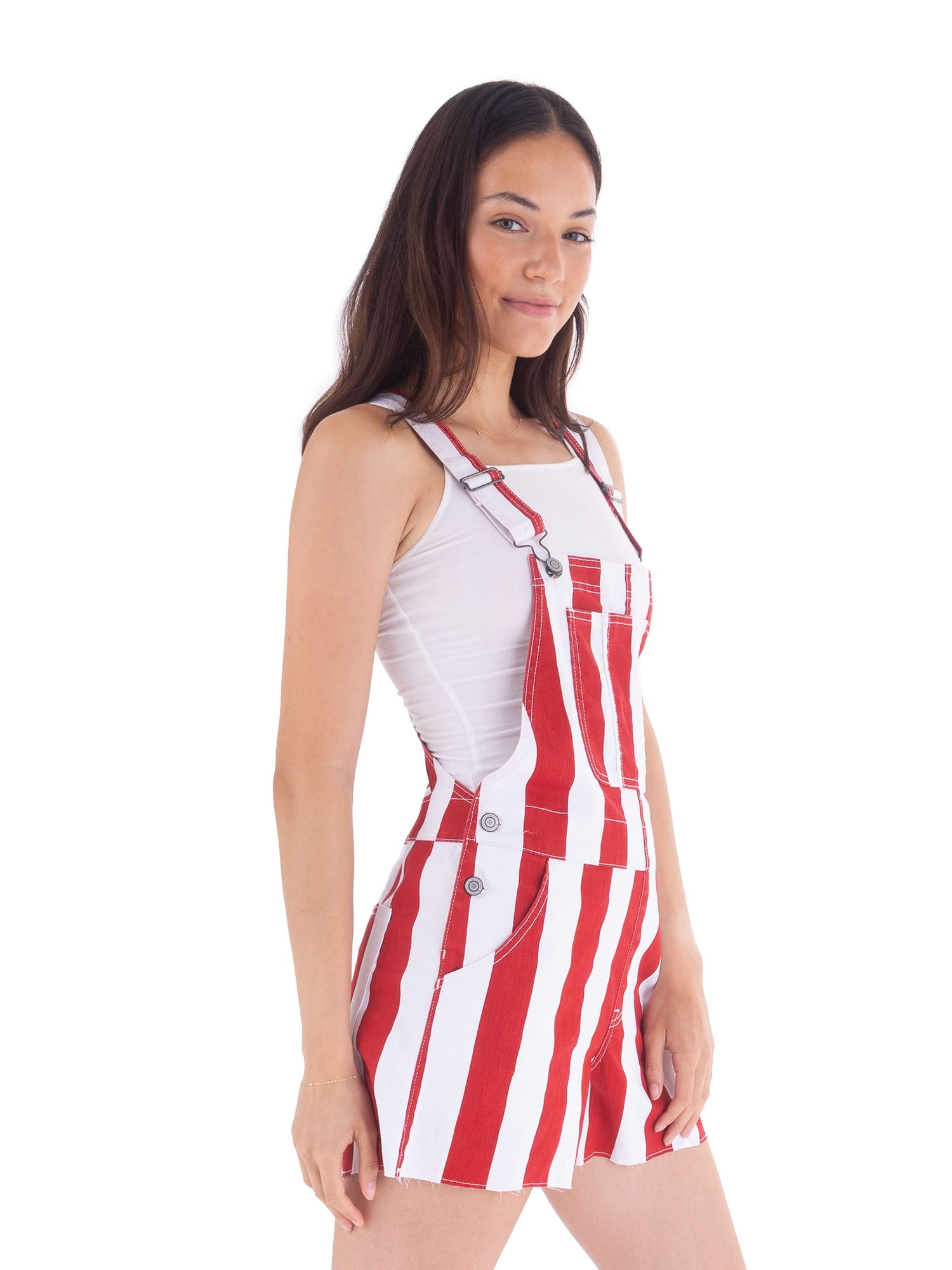 No Boundaries Game Day Raw Hem Shortalls, 3" Inseam, Women's Sizes XXS-XXL