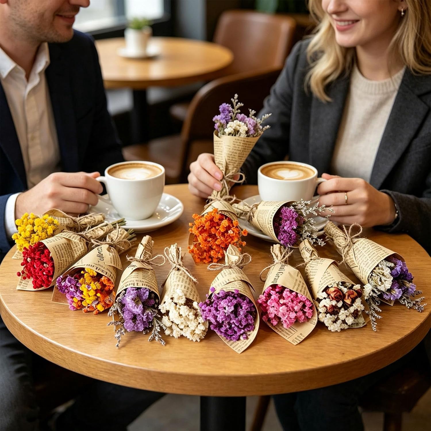 Dried Flower Bouquet 10 Pcs Handcrafted Artificial For Home Party Decor