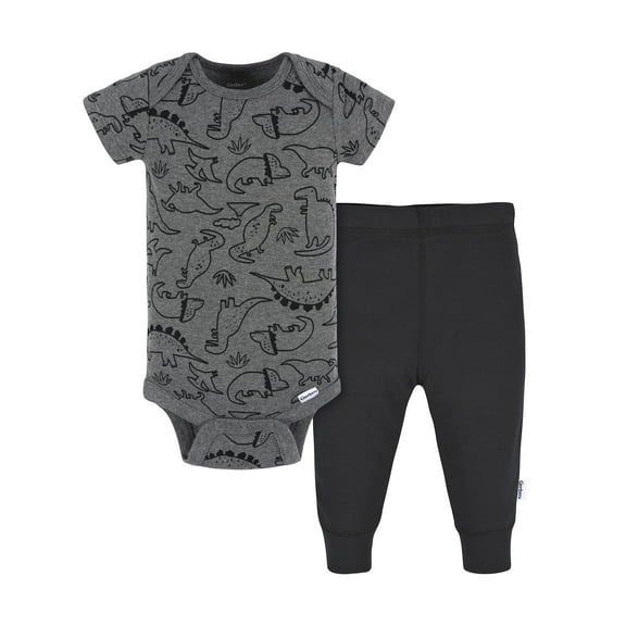 Gerber Gender Neutral Short Sleeve Onesie and Pant Outfit Set, 2-Piece, Sizes 0/3 Months - 12 Months
