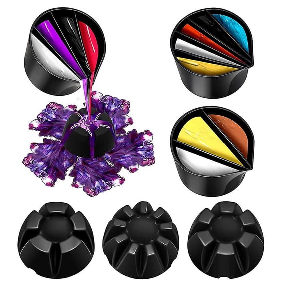 7 dividing cups compatible with paint pouring, 3 flowering cups, 4 paint mixing cups compatible with acrylic paint resin pouring