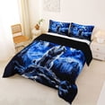 thumbnail image 2 of Manfei Rustic Wolf Queen Comforter Set,Mystic Woodland Comforter Sets Queen,Blue,Black Reversible,3 Pieces,1 Comforter and 2 Pillowcases, 2 of 7