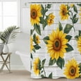 thumbnail image 2 of Farmhouse Sunflowers Shower Curtains for Bathroom Waterproof Fabric Bath Curtains Decor Bath Tub Curtain Botanical Floral Wooden Grain Decorative Shower Curtain Sets with 12 Hooks, 72x72 Inch, 2 of 6