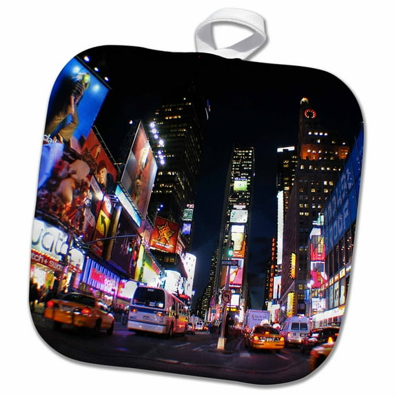 3dRose, New York at Night, 8x8 Potholder